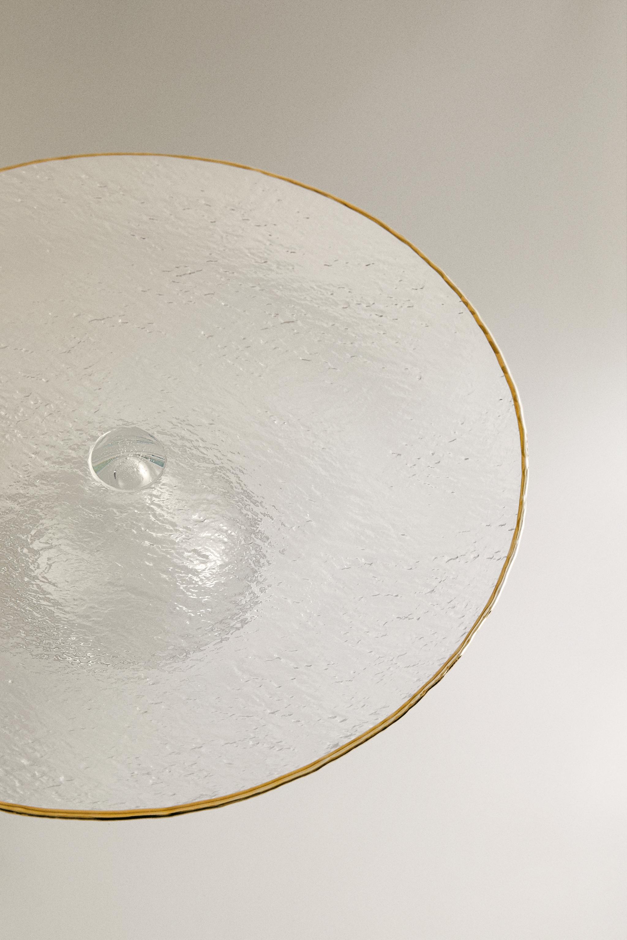 PLAT EN VERRE RELIEF FILET DORÉ